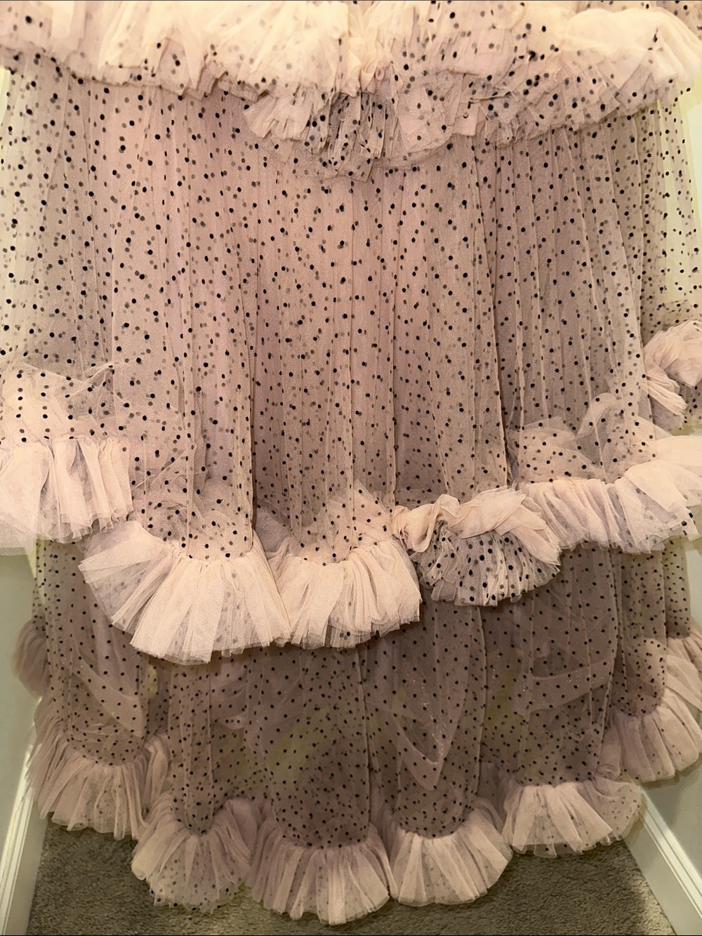 Mac Duggal 20776 Blush Black Polka Dot Tiered Ruffle Dress Anthropologie - Picture 10 of 14